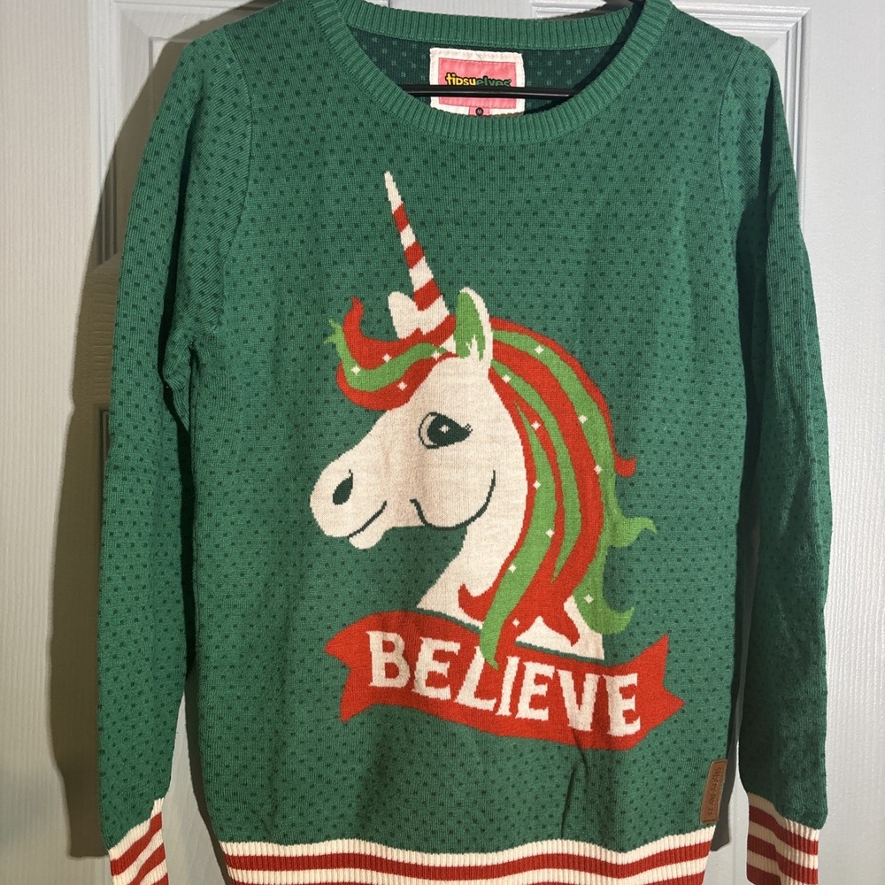 Tipsy Elves Sweater‎ Women's Medium Knit  Christmas  Unicorn. Whimsical. Magical